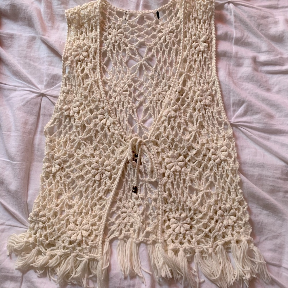 Crochet vest with string ties in front